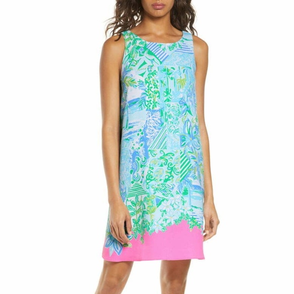 Lilly Pulitzer Jackie Print Shift Dress in Whisper Blue Beach XS - Picture 1 of 6